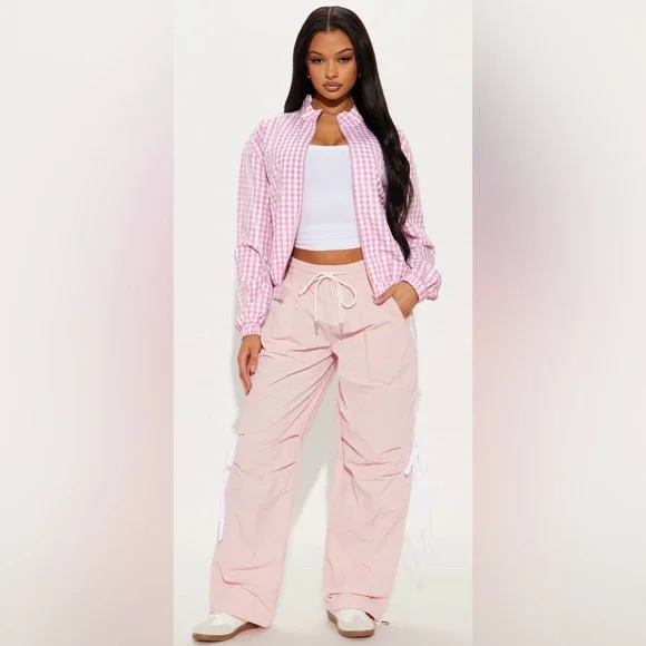 Sale! Fashion Nova Pink Gingham Bomber Jacket SOLD OUT! - Picture 2 of 7